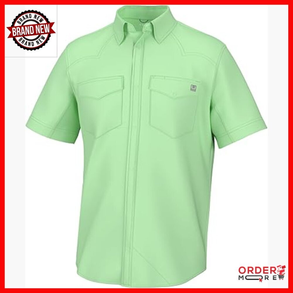 Men's UPF 50+ Fishing Shirt, Stretch Nylon Button Down, Regular Fit - Picture 1 of 5